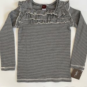 Tea Collection Ruffle Long Sleeve Tee Size